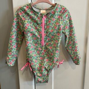 Cat & Jack Floral Swimsuit with Pink Zipper